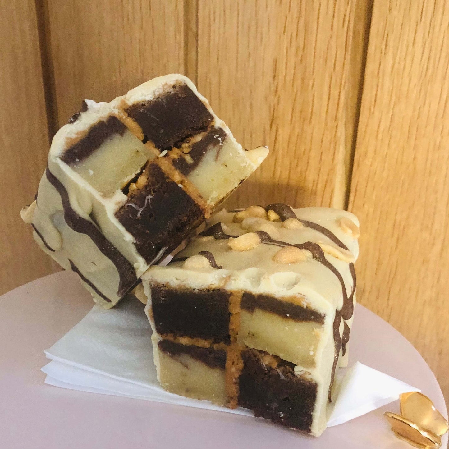 Battenberg Banana & Peanut Butter Brownie Cake