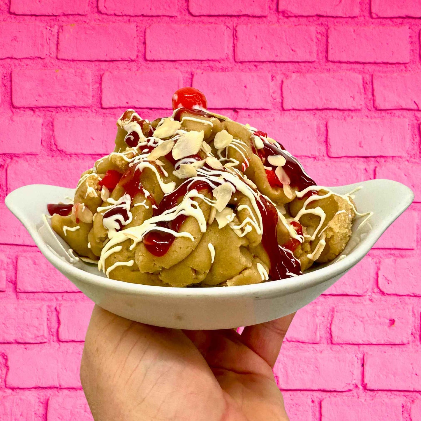 Raspberry Ripple Cherry Bakewell Cookie Dough - Ready to Eat - Brownie Heaven