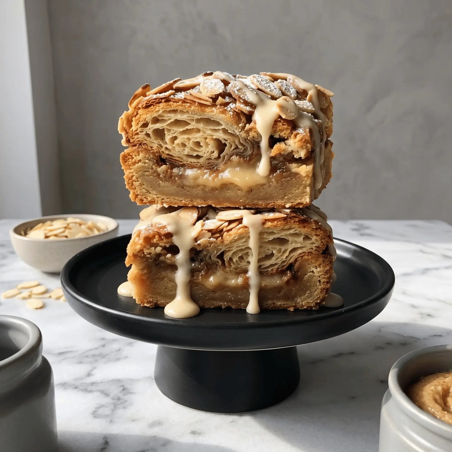 Almond Croissant Blondie - white chocolate blondie topped with a whole almond croissant