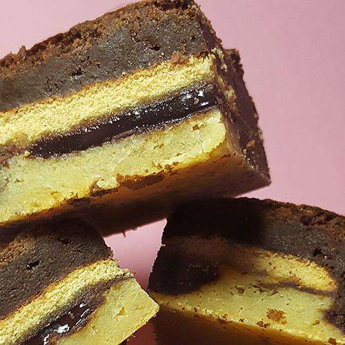 Dark Chocolate Brownies - Jaffa Cake Slutty Blondie Brownies