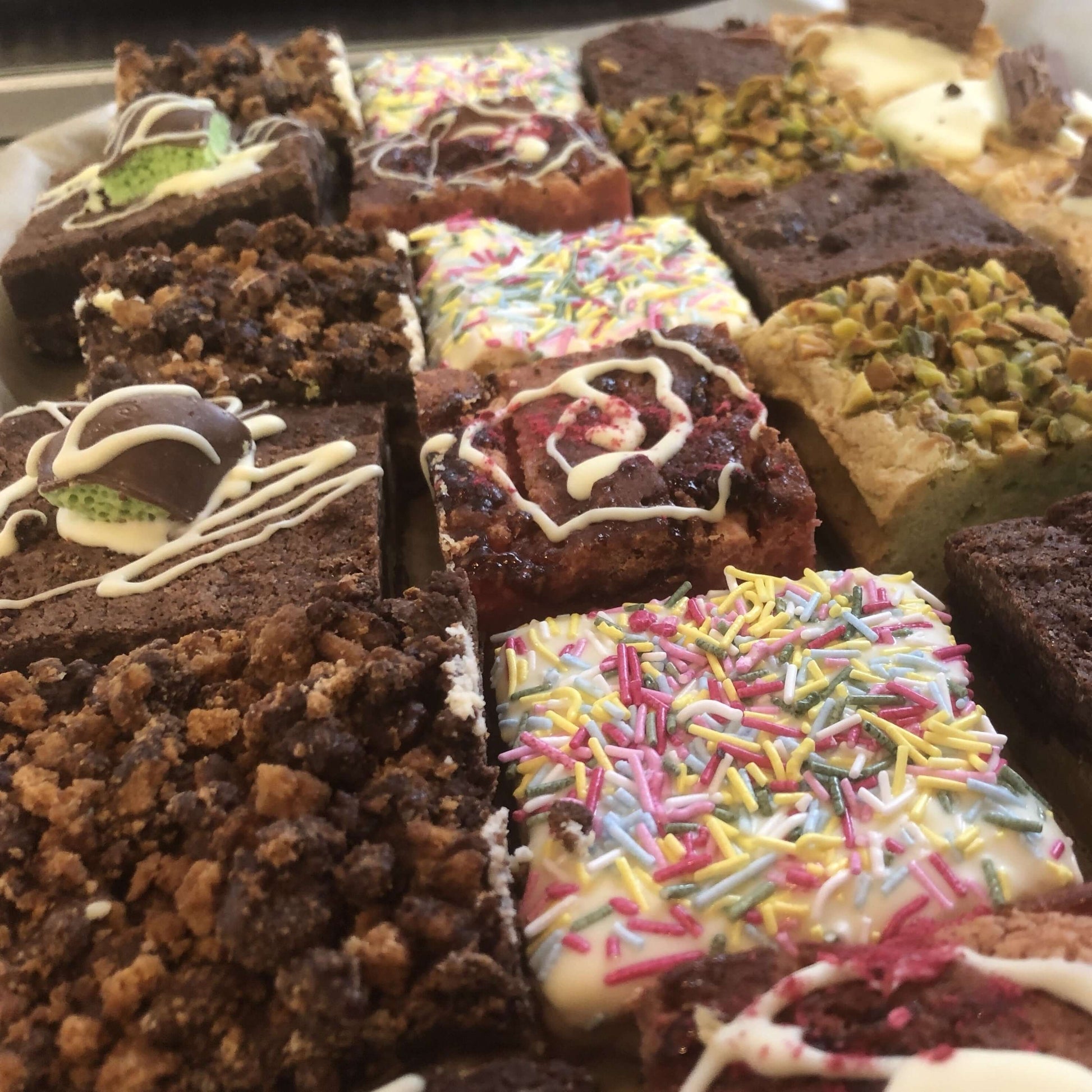 Mixed selection of chocolate brownies