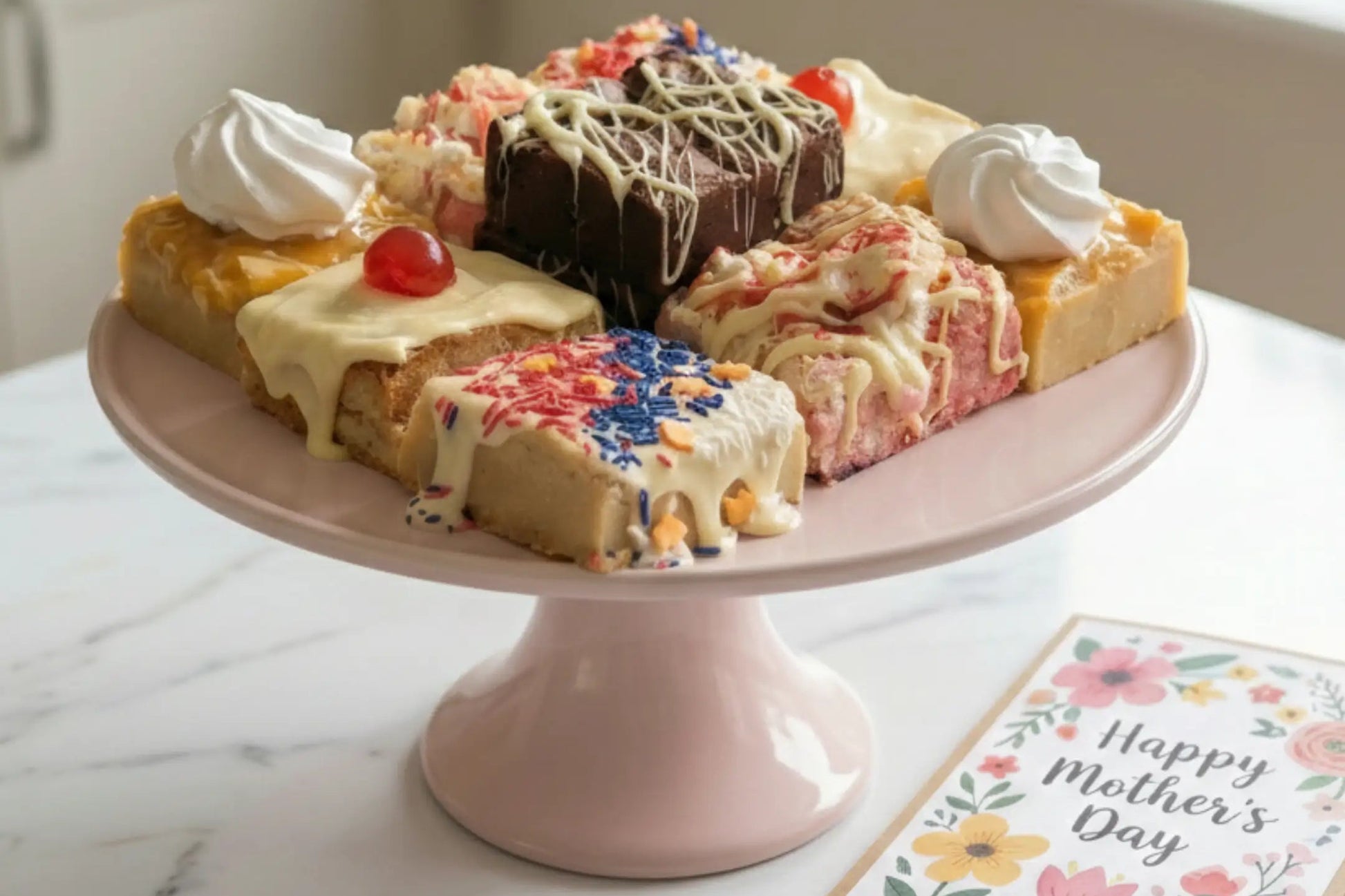 Mixed Selection of Retro Mother's Day Brownies & Blondies – A Luxurious Gift for Mum - Brownie Heaven