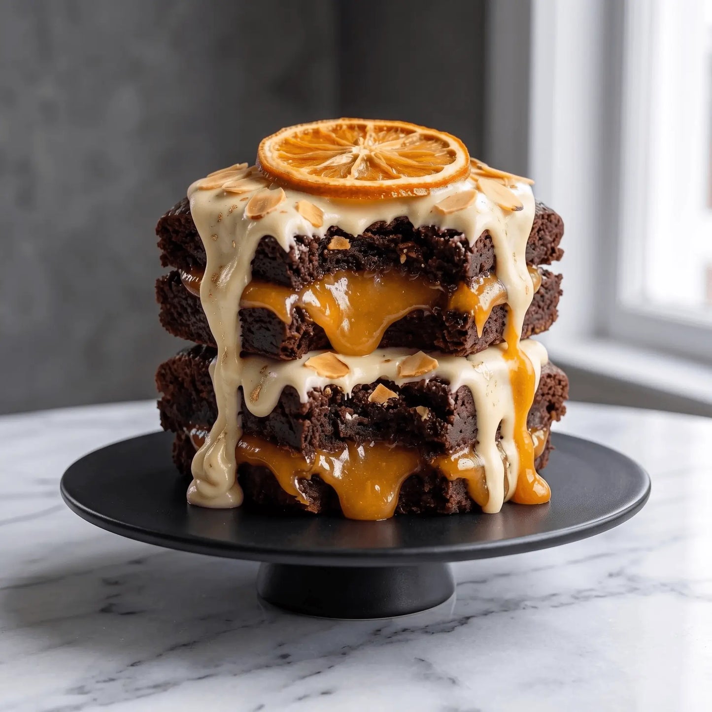 Orange Curd Bakewell Brownie
