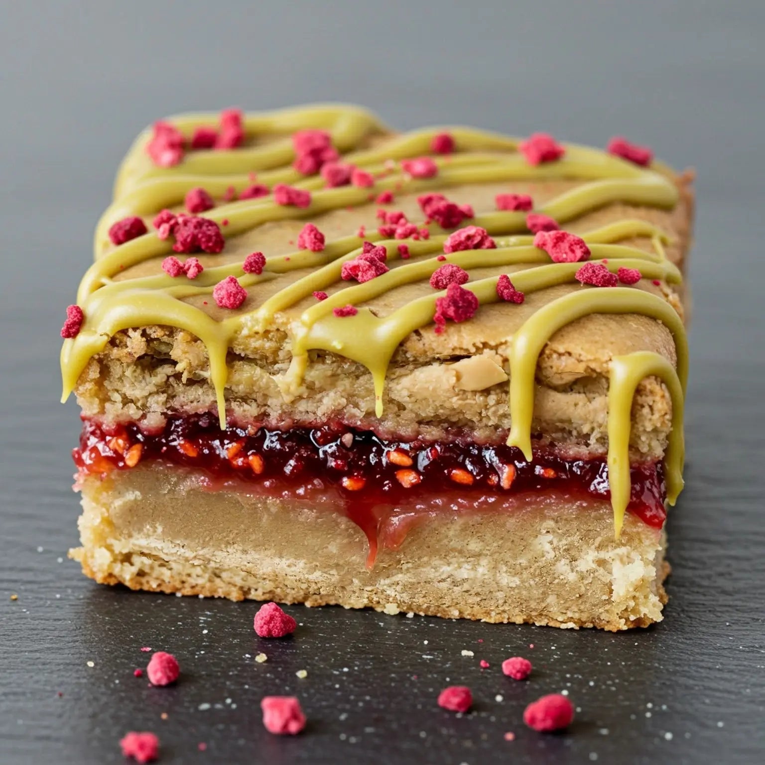 Pistachio Bakewell Blondies – A Pistachio Twist on a Classic 💚🍇 - Brownie Heaven