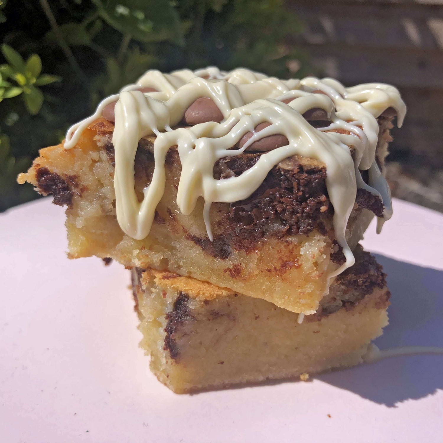 White Belgium Chocolate Blondies - Banana Bread White Chocolate Blondie With Dark Chocolate Swirl